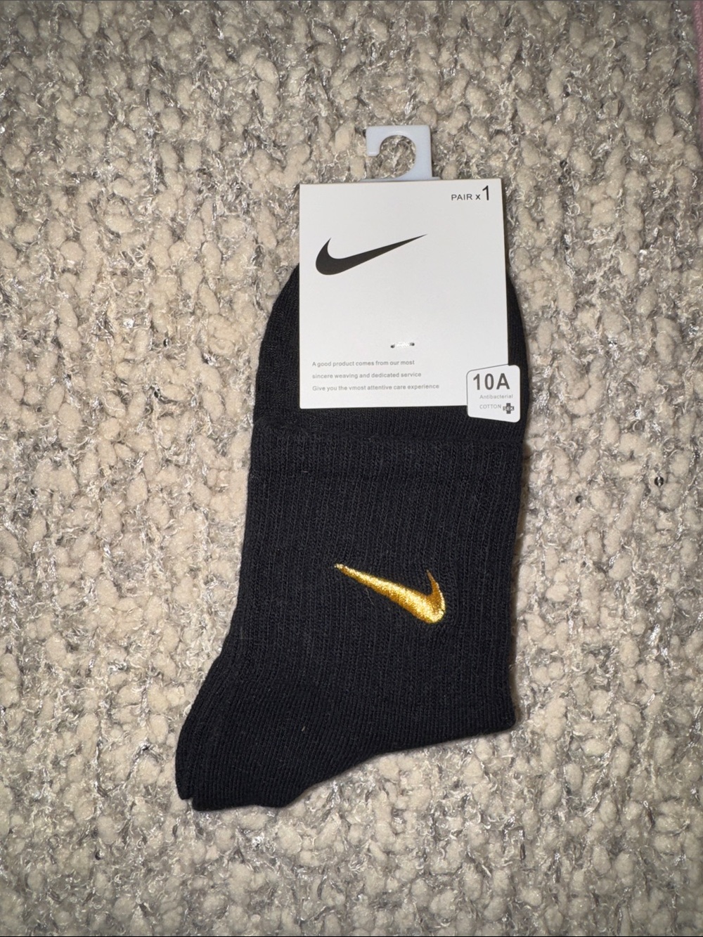 Nike Black Ankle Socks with Gold Swoosh